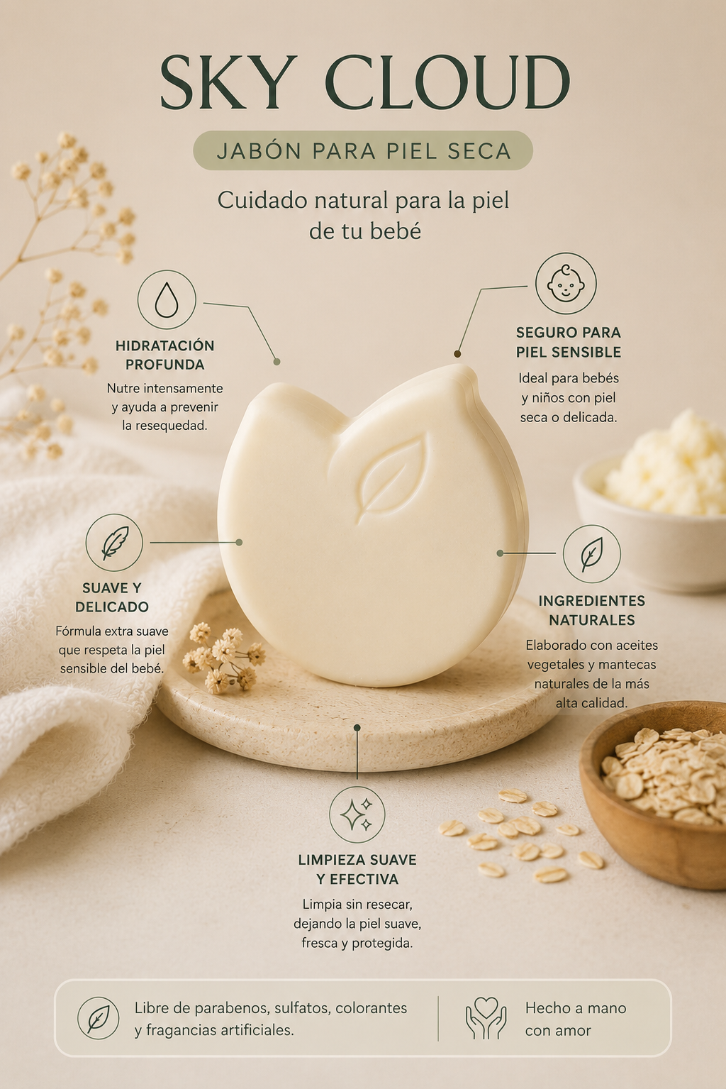 Sky Cloud – Jabon para bebes de piel seca