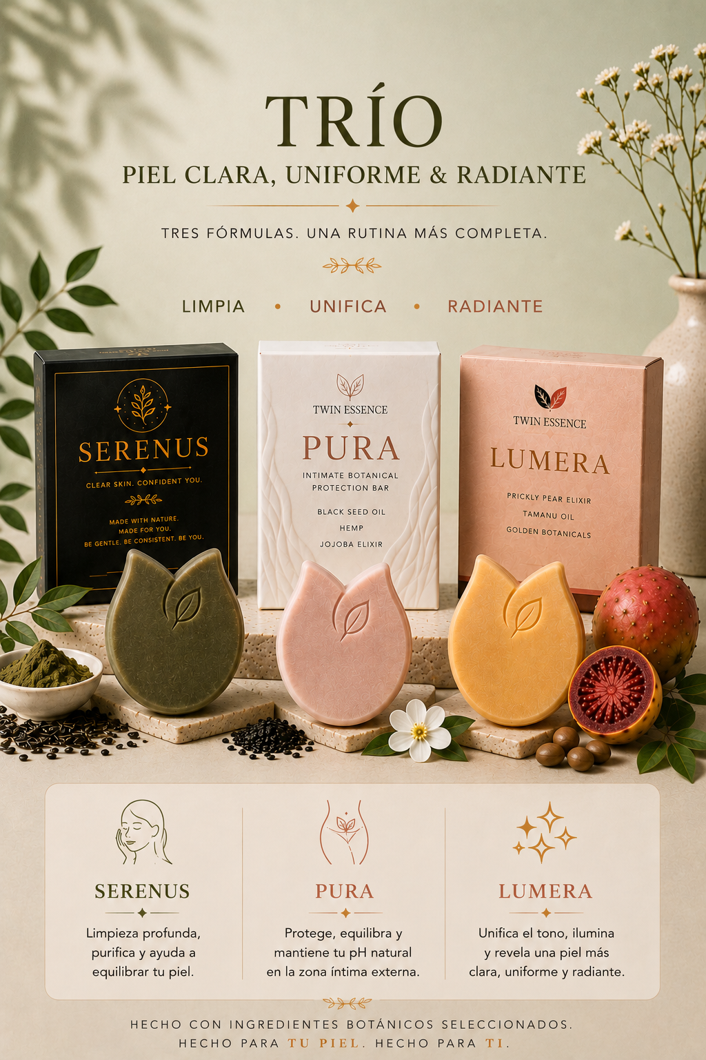 Trío Cuidado Esencial (Lumera, Serenus & Pura)