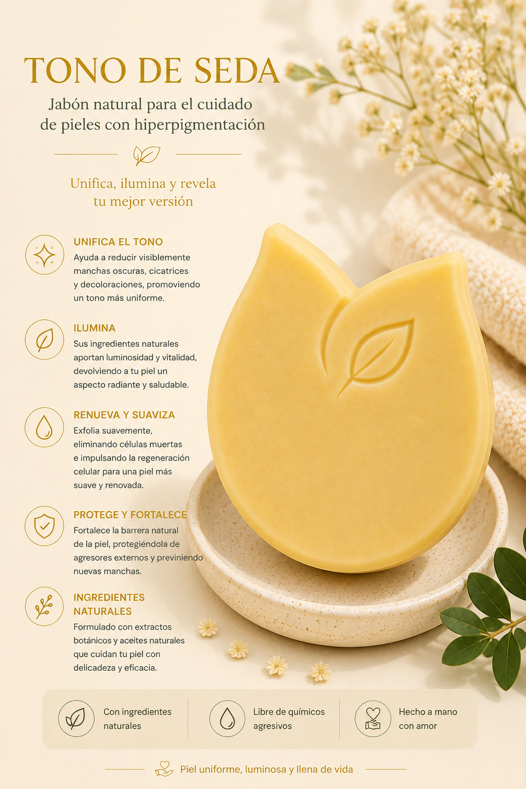 Tono de Seda - Jabon aclarador de zonas con hiperpigmentacion.